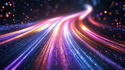 Fototapeta premium Holographic logo bursts with dynamic light trails and room for text 