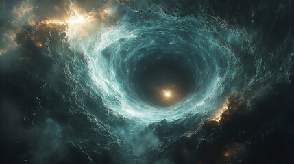 Astronaut Confronts Cosmic Abyss Near Swirling Black Hole