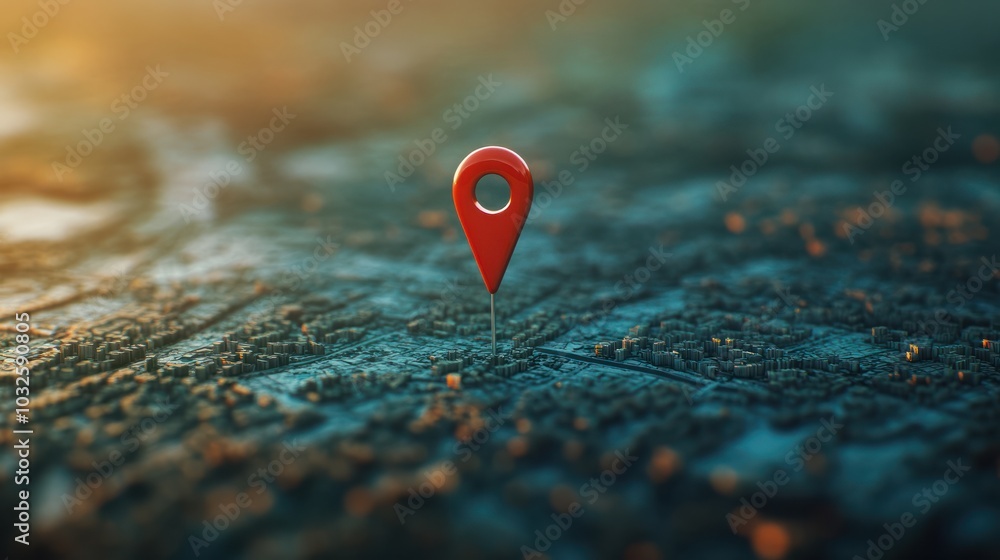 Poster red pin point map address location sign isolated