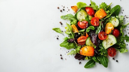 Fresh and colorful garden salad with mixed greens and vegetables