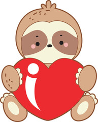 Cute sloth vector icon. Funny baby sloth animal series stock illustration. Slow life of fluffy sloth designs.