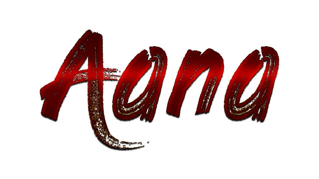 3D blood red Hindi word design of Aana on white background.