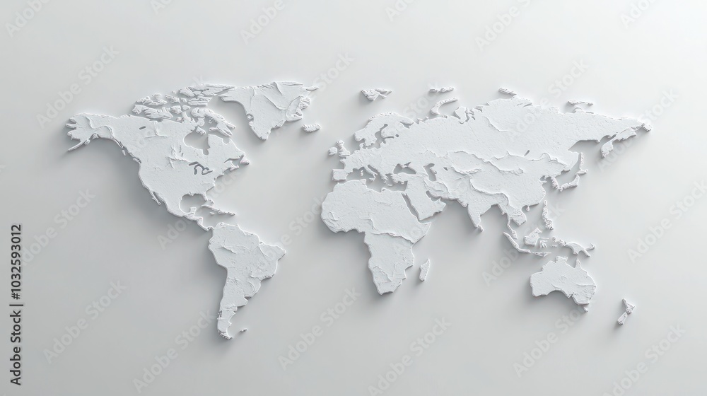 Poster unlabeled world map borders on a simple, clean white background ideal for minimalistic design