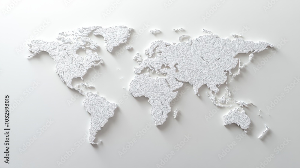 Poster unlabeled world map borders on a simple, clean white background ideal for minimalistic design