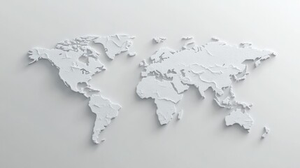 Unlabeled world map borders on a simple, clean white background ideal for minimalistic design