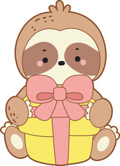 Cute sloth vector icon. Funny baby sloth animal series stock illustration. Slow life of fluffy sloth designs.