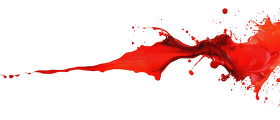 Vibrant red paint splash with dynamic movement, perfect for abstract backgrounds or art concepts.