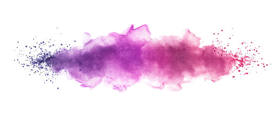 Vibrant watercolor splash in rich purple and pink hues, perfect for backgrounds, textures, or creative projects.