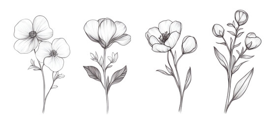 A beautiful collection of hand-drawn floral illustrations, ideal for design projects and nature-themed artwork.