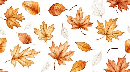 Obraz premium Elegant Autumn Leaves Pattern for Seasonal Decor and Design Projects