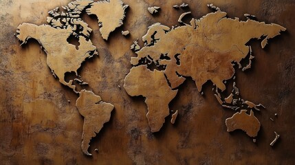 World map on wall.