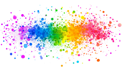 An abstract explosion of colorful dots, blending hues in a vibrant, artistic display that evokes joy and creativity.