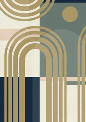 Modern abstract aesthetic background with geometric balance shapes. Wall decor