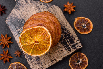 Sweet craffin made from puff pastry with Swiss meringue