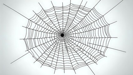 Black and white image of a spider web with a hole in the center.