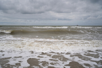 beach stormy sea waves and sand