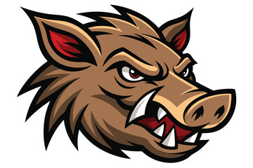 Angry Pig Boar Face Mascot Vector Logo Template Design