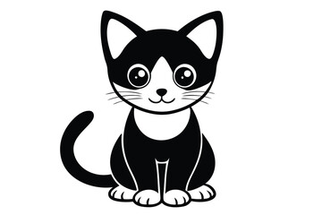 Minimalist Cat Silhouette Icon Vector Design on White Background