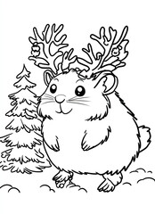 Fototapeta premium Beautiful Hamster Coloring Page, Rodent Colouring Design for Your Corporate Books and Business Graphic Resource or Creative Project, Ai Generative