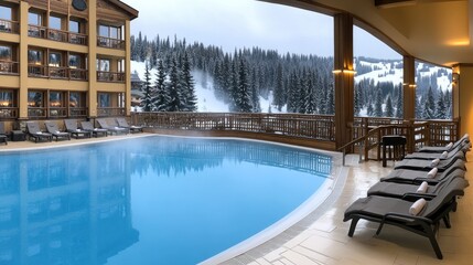 Relaxing by the pool: a winter retreat in kitzbühel amidst snowy pine forests