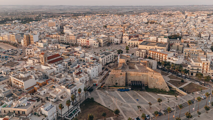 Aerial View of Historic Mola di Bari village with Beautiful Castle