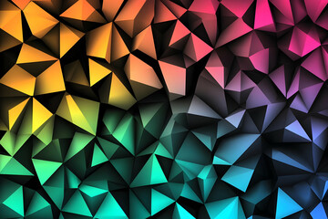 Obraz premium A vibrant, abstract design featuring a colorful, geometric pattern of triangles.