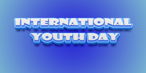 Happy International Youth Day Text Effect on blue background