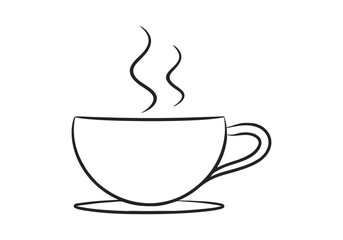 Minimalist Line Drawing of a Coffee Cup with Steam – Continuous Line Vector Art