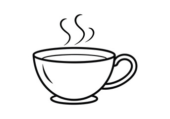 Minimalist Line Drawing of a Coffee Cup with Steam – Continuous Line Vector Art