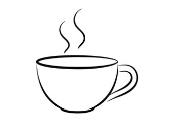 Minimalist Line Drawing of a Coffee Cup with Steam – Continuous Line Vector Art