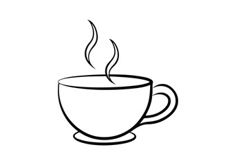 Minimalist Line Drawing of a Coffee Cup with Steam – Continuous Line Vector Art