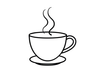 Minimalist Line Drawing of a Coffee Cup with Steam – Continuous Line Vector Art