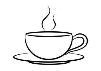Minimalist Line Drawing of a Coffee Cup with Steam – Continuous Line Vector Art