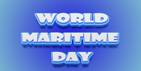 Happy World Maritime Day Text Effect on blue background