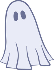 Simple cartoon flat hand drawn ghost. Spooky Halloween symbol icon.