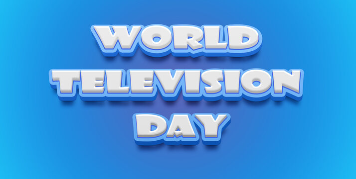 Happy World Television Day Text Effect on blue background