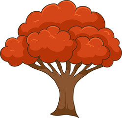 cartoon autumn tree with colorful leaves