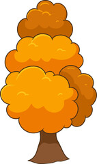 cartoon autumn tree with colorful leaves