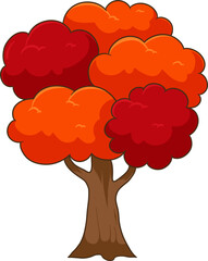 cartoon autumn tree with colorful leaves