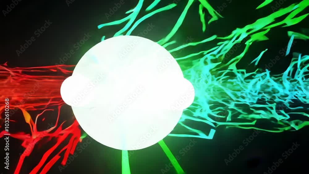 Poster Abstract dynamic 3D shapes in motion with vivid RGB rainbow colors and 90s style
