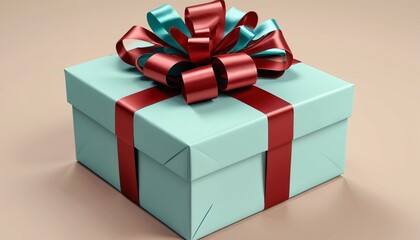 Obraz premium A ribbon gracefully cascading down a beautifully wrapped present, creating an elegant contrast against the matte paper, Generative AI