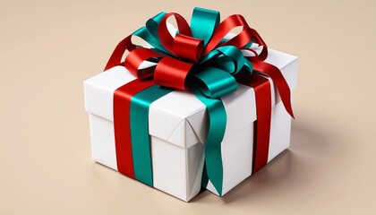 Obraz premium A ribbon gracefully cascading down a beautifully wrapped present, creating an elegant contrast against the matte paper, Generative AI