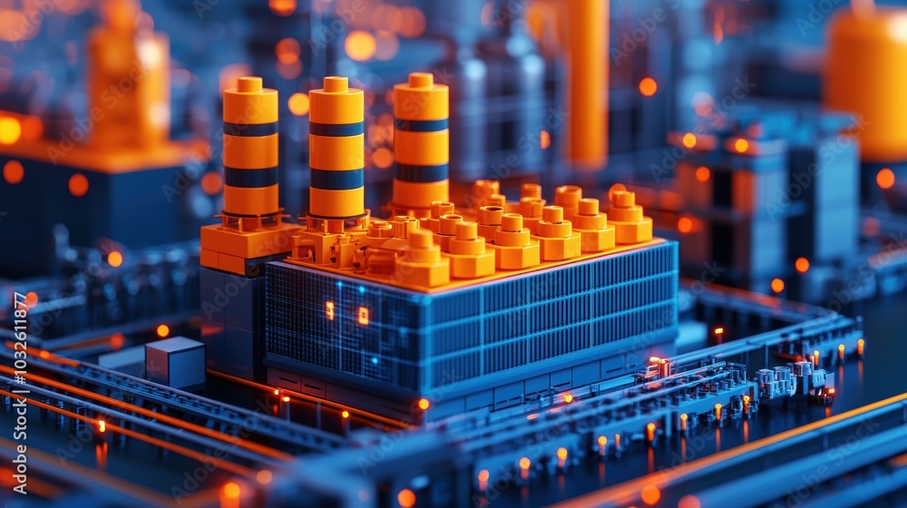 Poster smart factory with iot connectivity and interconnected systems