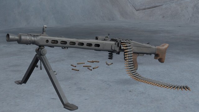 Machine Gun MG3 (MG1A3) with different different angle view 4k photos.