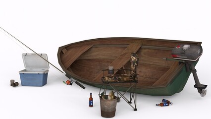 fish hunting set with boat