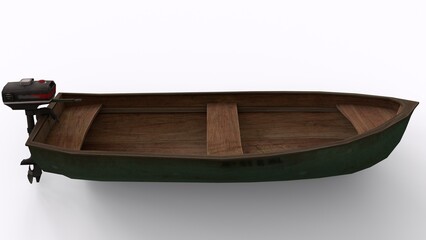 wooden boat with white background