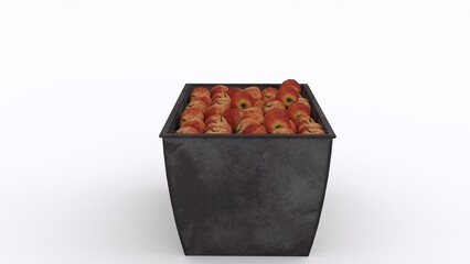 fresh apple in container with white background