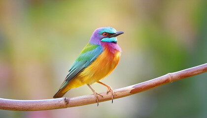 Obraz premium Bright bird on thin tree branch