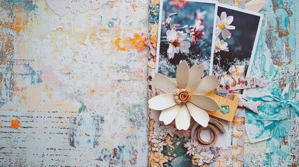 Decorative Scrapbook Page with Floral Elements