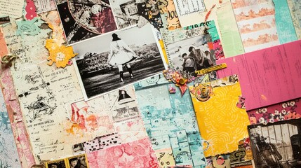 Fototapeta premium Decorative Scrapbook Page with Various Patterns and Colors